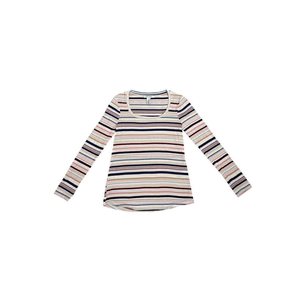 White House Black Market Striped Scoop Neck Basic Long Sleeve Shirt XXS